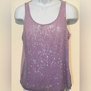 Purple sequined scoop neck top Chicos 1